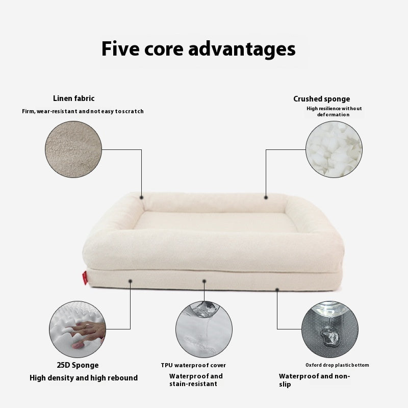 KFX-0731709 Waterproof Dog Kennel Bed - Removable Memory Sponge Cushion in Milky White