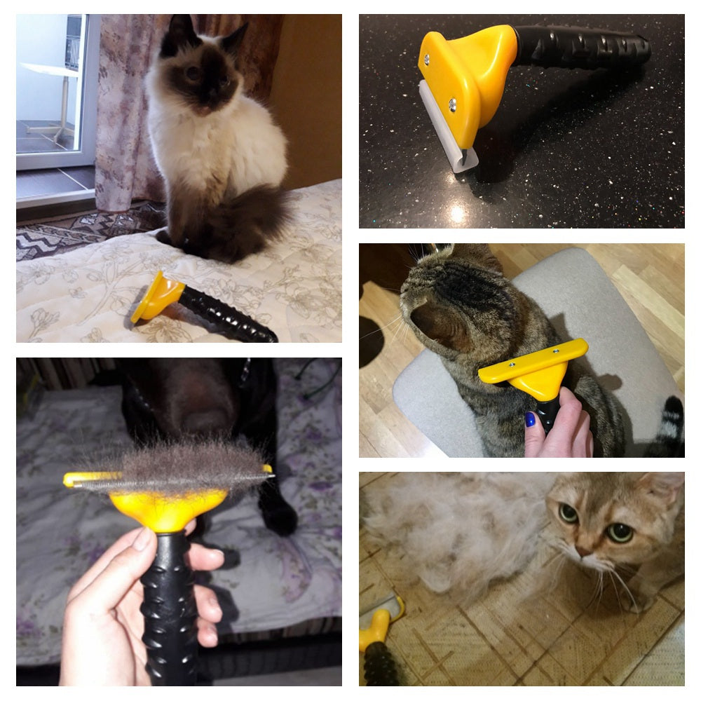 KFX-0733245 Eco-Friendly Pet Comb for Dogs and Cats – Blue & Yellow Travel Brush for All Sizes