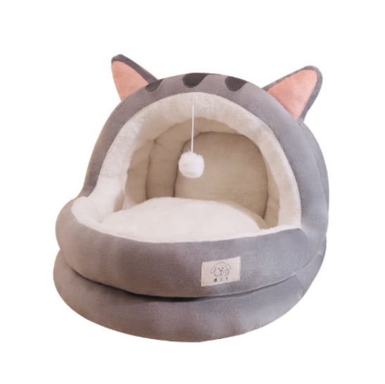 KFX-0736061 Winter Warm Closed Cat Nest with Three-Layer Fleece Lining - Available in S, M, L Sizes