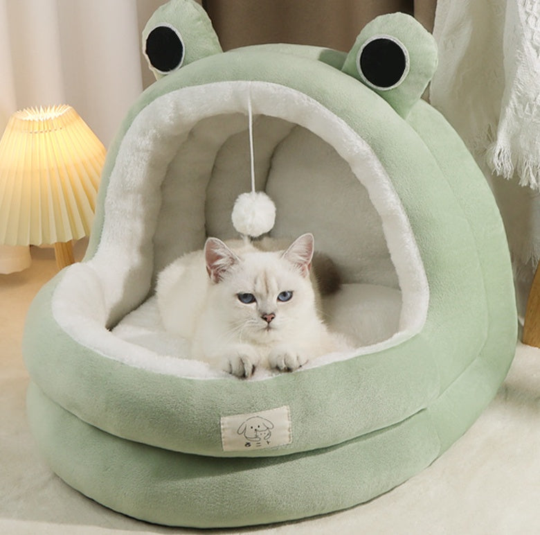 KFX-0736061 Winter Warm Closed Cat Nest with Three-Layer Fleece Lining - Available in S, M, L Sizes