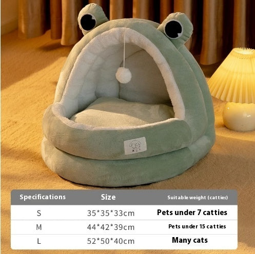 KFX-0736061 Winter Warm Closed Cat Nest with Three-Layer Fleece Lining - Available in S, M, L Sizes
