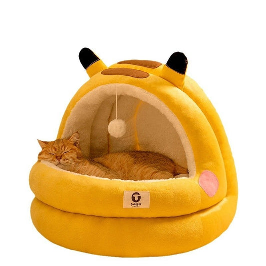 KFX-0736061 Winter Warm Closed Cat Nest with Three-Layer Fleece Lining - Available in S, M, L Sizes