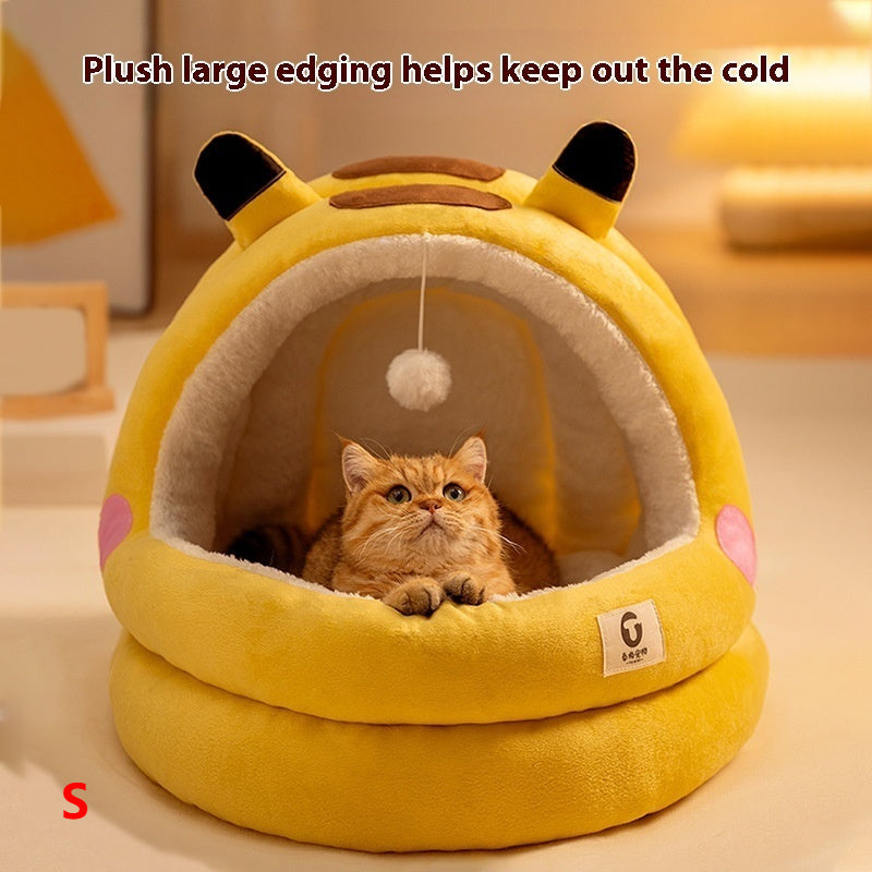 KFX-0736061 Winter Warm Closed Cat Nest with Three-Layer Fleece Lining - Available in S, M, L Sizes