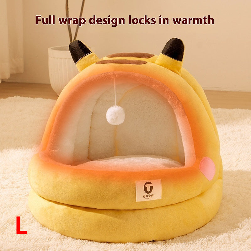 KFX-0736061 Winter Warm Closed Cat Nest with Three-Layer Fleece Lining - Available in S, M, L Sizes