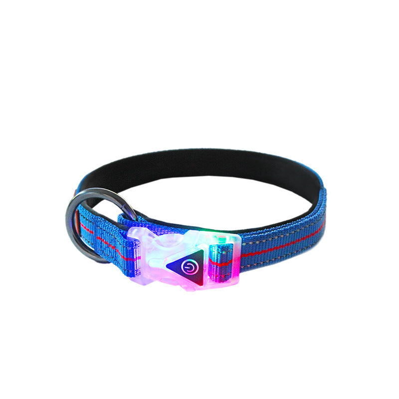 KFX-0739389 Luminous Nylon Reflective Pet Collar Leash with Multi-Flash Modes