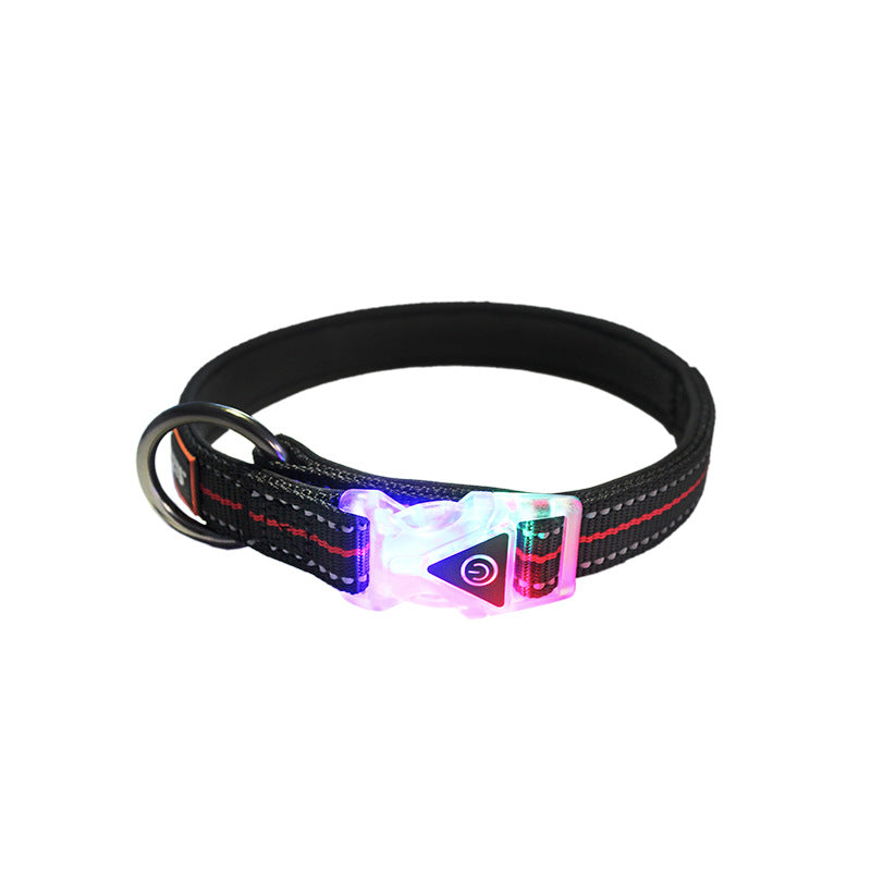 KFX-0739389 Luminous Nylon Reflective Pet Collar Leash with Multi-Flash Modes