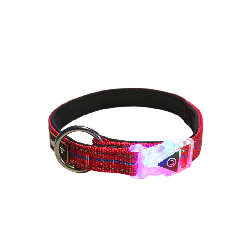 KFX-0739389 Luminous Nylon Reflective Pet Collar Leash with Multi-Flash Modes
