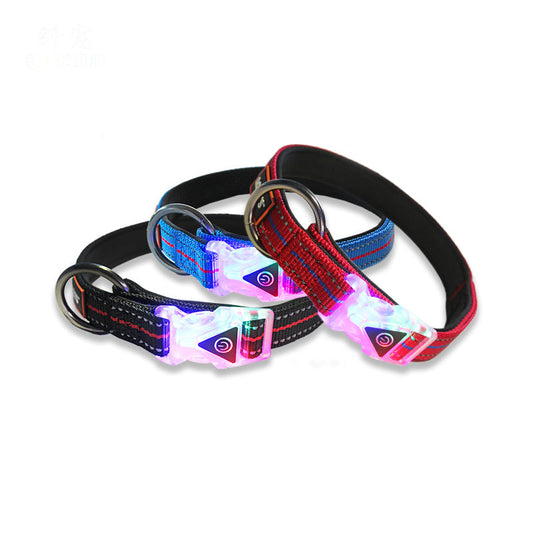 KFX-0739389 Luminous Nylon Reflective Pet Collar Leash with Multi-Flash Modes