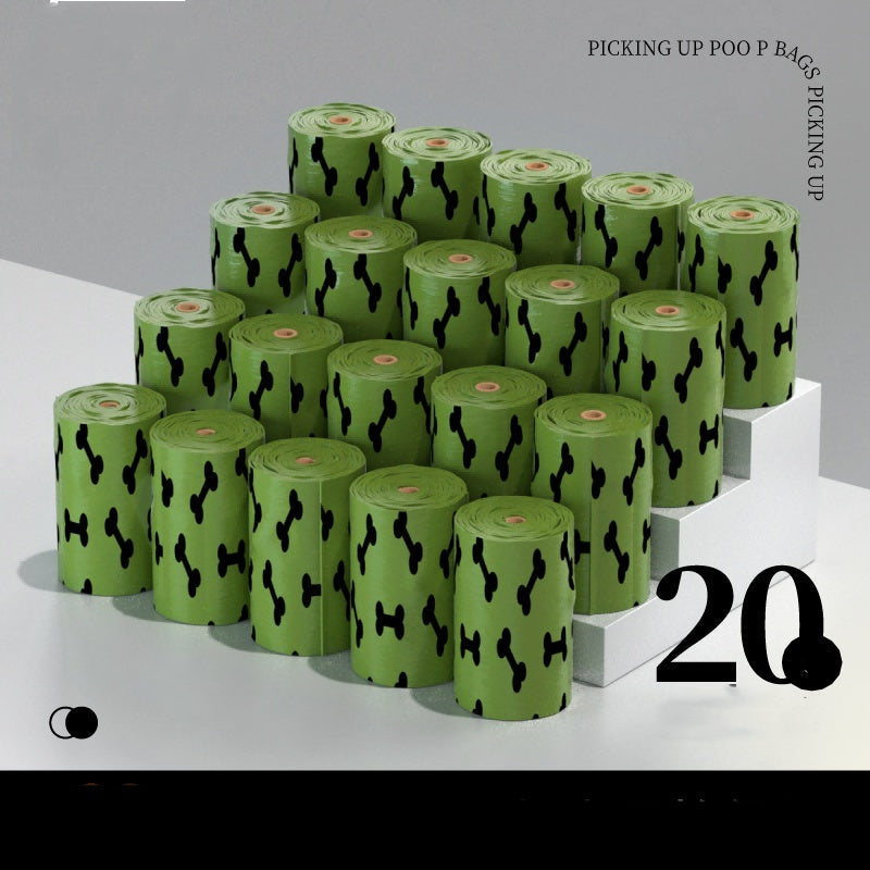 KFX-0739645 Fully Degradable Thickened Poop Picking Bags - 20 Rolls for Eco-Friendly Waste Management
