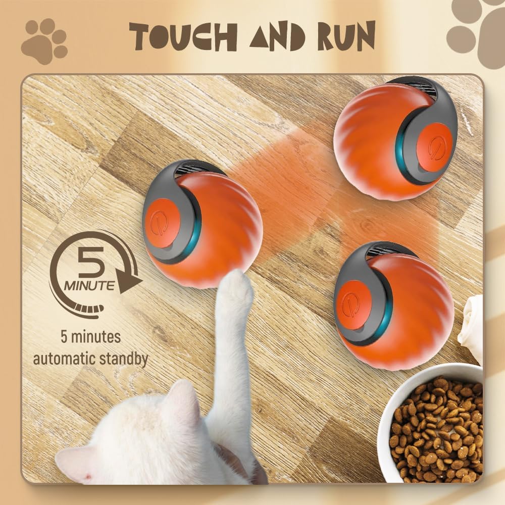 KFX-0740669 Self-Rolling Interactive Cat and Dog Toy Ball - Rechargeable, Durable, and Easy to Clean