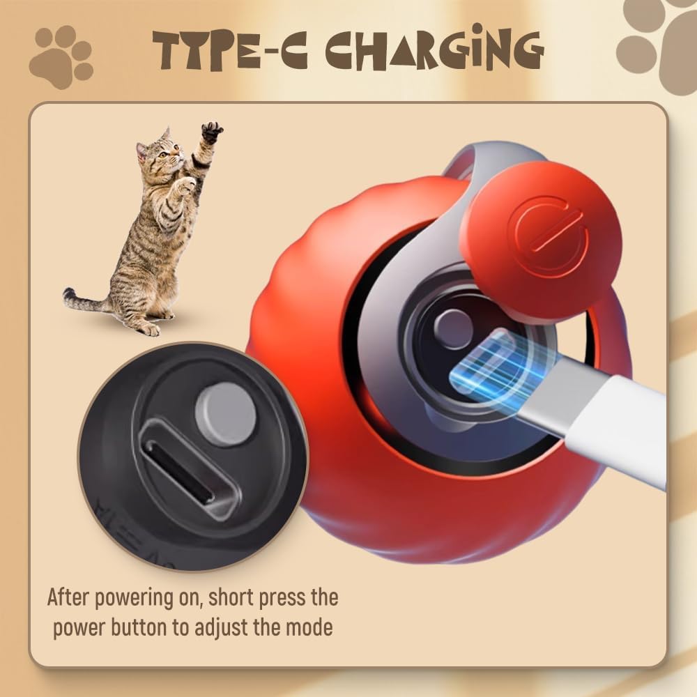 KFX-0740669 Self-Rolling Interactive Cat and Dog Toy Ball - Rechargeable, Durable, and Easy to Clean
