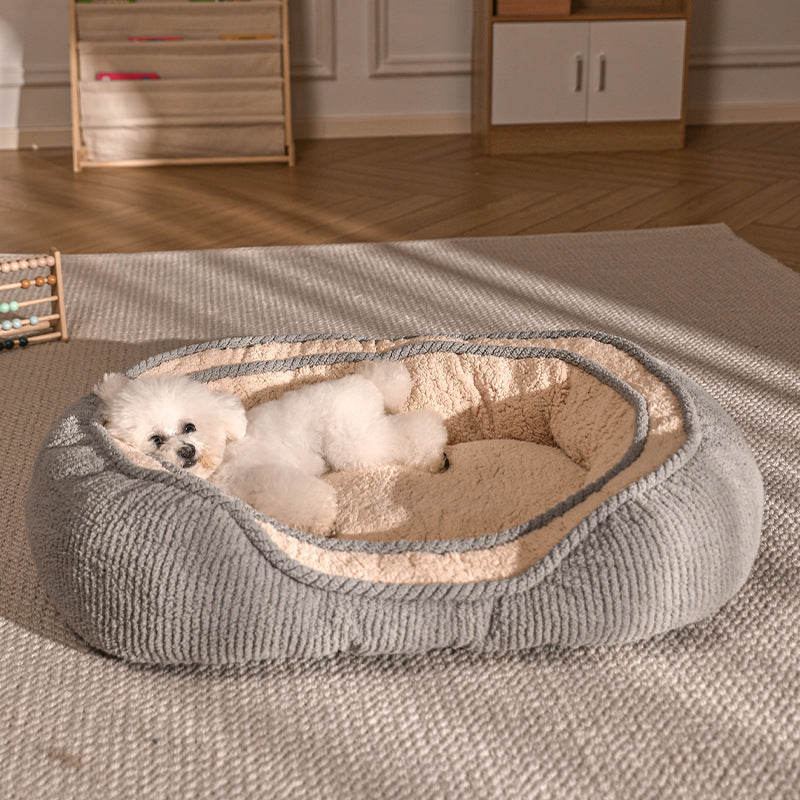 KFX-0741437 Kennel Four Seasons Dog Bed for Small to Medium Dogs - Gray Fabric Mat