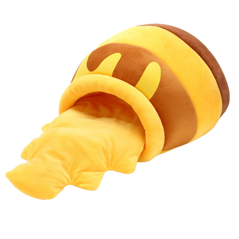 KFX-0743229 All-Season Warm Honey Pot Pet Bed - Soft Crystal Fabric with Double-Layer Insulation, Cozy Sponge Cotton Filling, Available in Multiple Colors