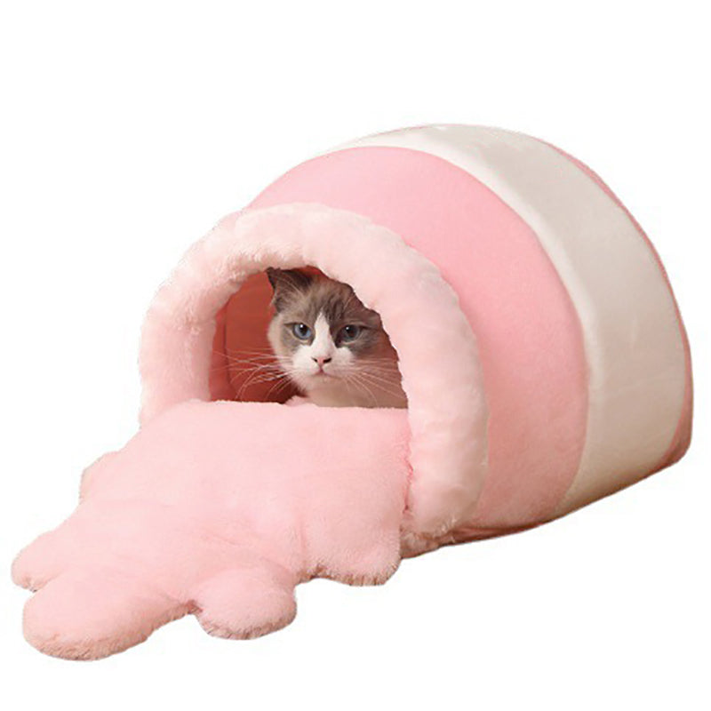 KFX-0743229 All-Season Warm Honey Pot Pet Bed - Soft Crystal Fabric with Double-Layer Insulation, Cozy Sponge Cotton Filling, Available in Multiple Colors