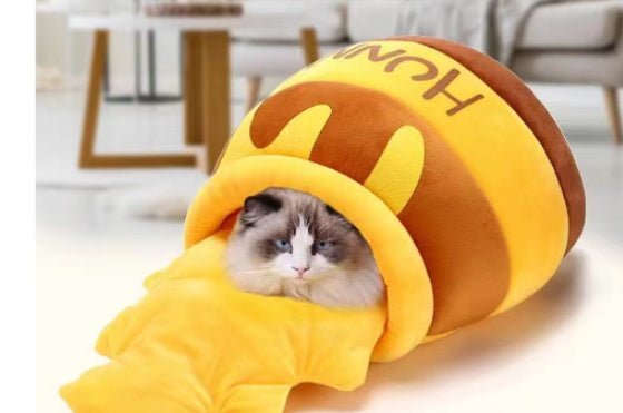 KFX-0743229 All-Season Warm Honey Pot Pet Bed - Soft Crystal Fabric with Double-Layer Insulation, Cozy Sponge Cotton Filling, Available in Multiple Colors