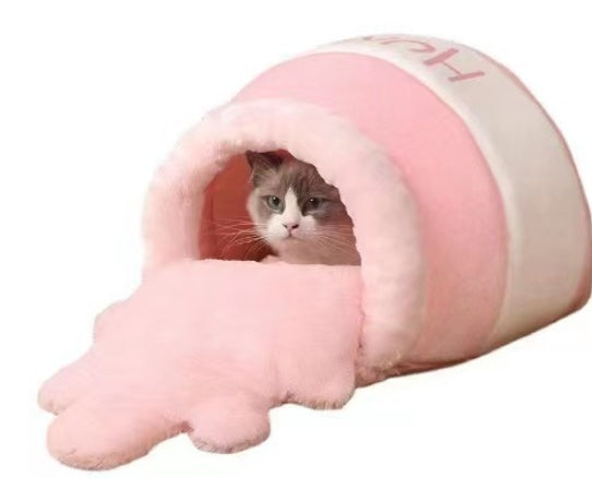 KFX-0743229 All-Season Warm Honey Pot Pet Bed - Soft Crystal Fabric with Double-Layer Insulation, Cozy Sponge Cotton Filling, Available in Multiple Colors