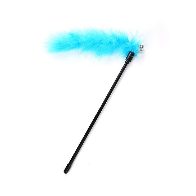 KFX-0743997 Funny Cat Toy Stick with Turkey Feather and Plastic, 27cm Long