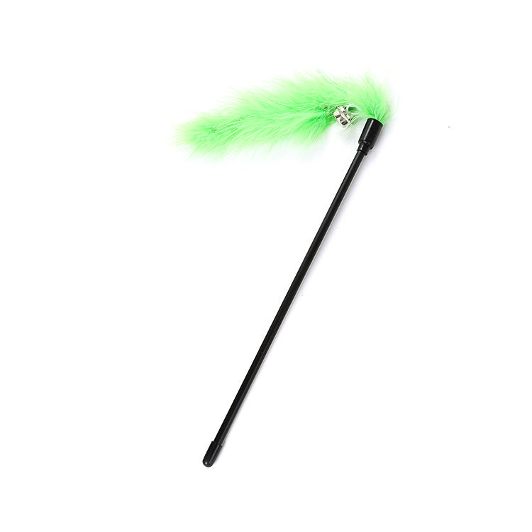 KFX-0743997 Funny Cat Toy Stick with Turkey Feather and Plastic, 27cm Long