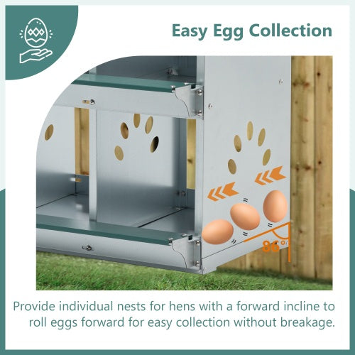 KFX-0744765 8 Compartment Wall-Mounted Chicken Nesting Box for Egg Laying, Metal Construction with Vented Holes