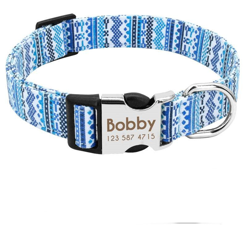 KFX-0745149 Lightweight & Comfortable Dog Lettering Collar with Golden Buckle - Adjustable Size in S/M/L
