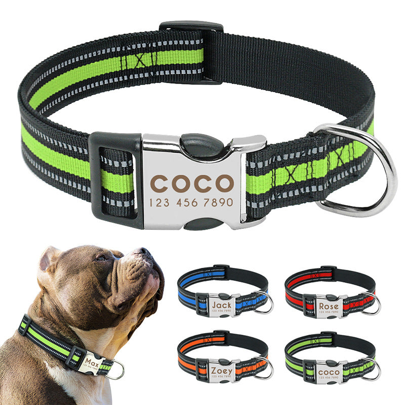 KFX-0745149 Lightweight & Comfortable Dog Lettering Collar with Golden Buckle - Adjustable Size in S/M/L