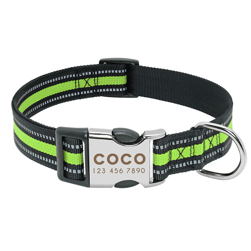 KFX-0745149 Lightweight & Comfortable Dog Lettering Collar with Golden Buckle - Adjustable Size in S/M/L
