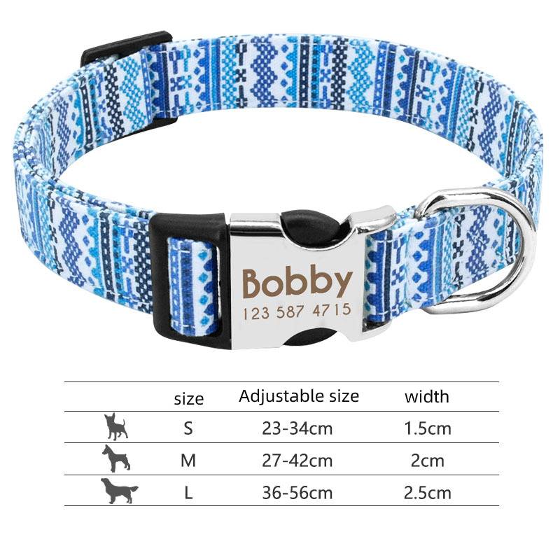 KFX-0745149 Lightweight & Comfortable Dog Lettering Collar with Golden Buckle - Adjustable Size in S/M/L