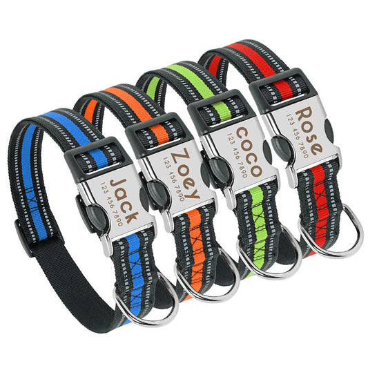 KFX-0745149 Lightweight & Comfortable Dog Lettering Collar with Golden Buckle - Adjustable Size in S/M/L