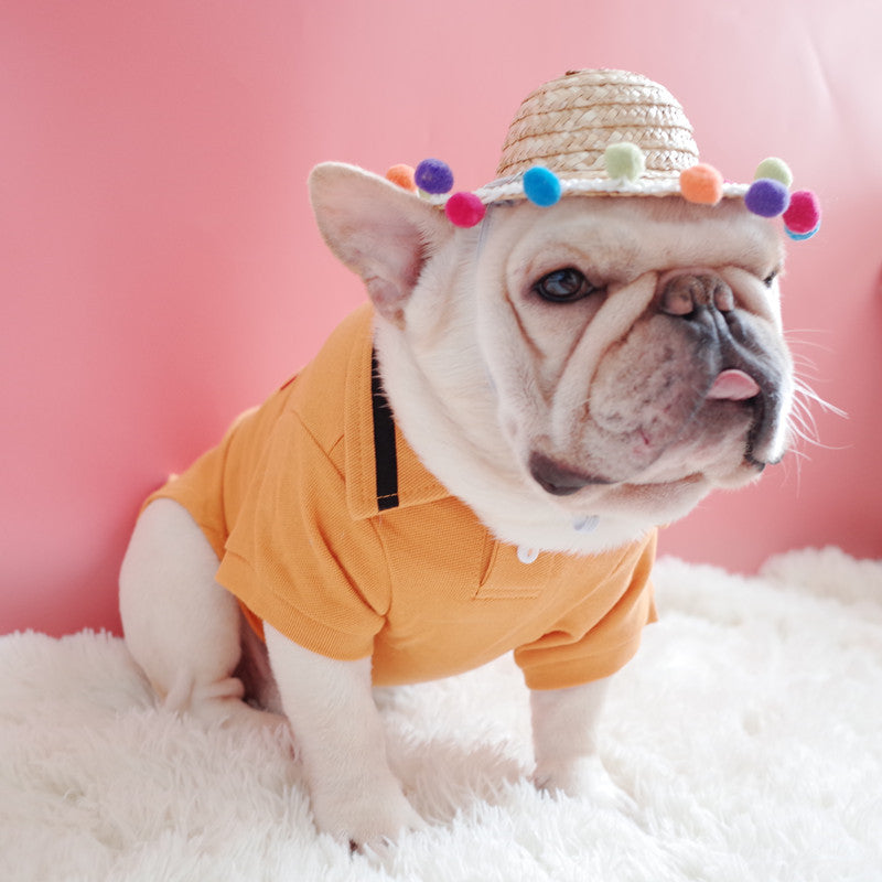 KFX-0745533 Double Braid Straw Hat for Dogs and Cats – Bamboo & Rattan, Available in Yellow and Black
