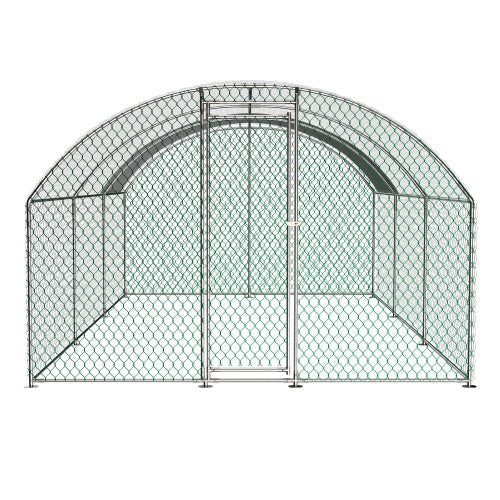 KFX-0746813 Large Metal Chicken Coop with Waterproof UV Cover, Walk-In Dome Shape Enclosed Chicken Run for Outdoor Use