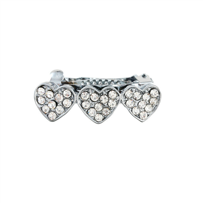 KFX-0747965 Cute Rhinestone Alloy Heart Barrette for Dogs in White, Pink, and Blue - 3CM Ornament