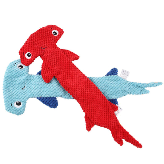 KFX-0749757 Hammerhead Shark Shaped Dog Toy - Sound Making Polyester Pet Accessory