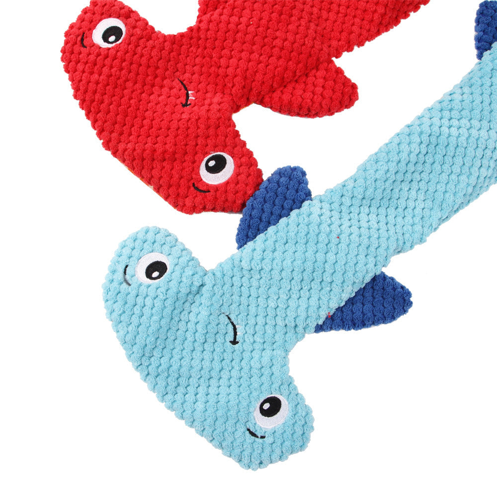 KFX-0749757 Hammerhead Shark Shaped Dog Toy - Sound Making Polyester Pet Accessory