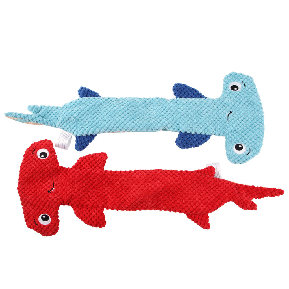 KFX-0749757 Hammerhead Shark Shaped Dog Toy - Sound Making Polyester Pet Accessory