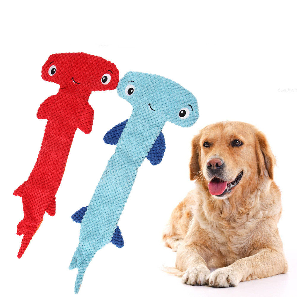 KFX-0749757 Hammerhead Shark Shaped Dog Toy - Sound Making Polyester Pet Accessory