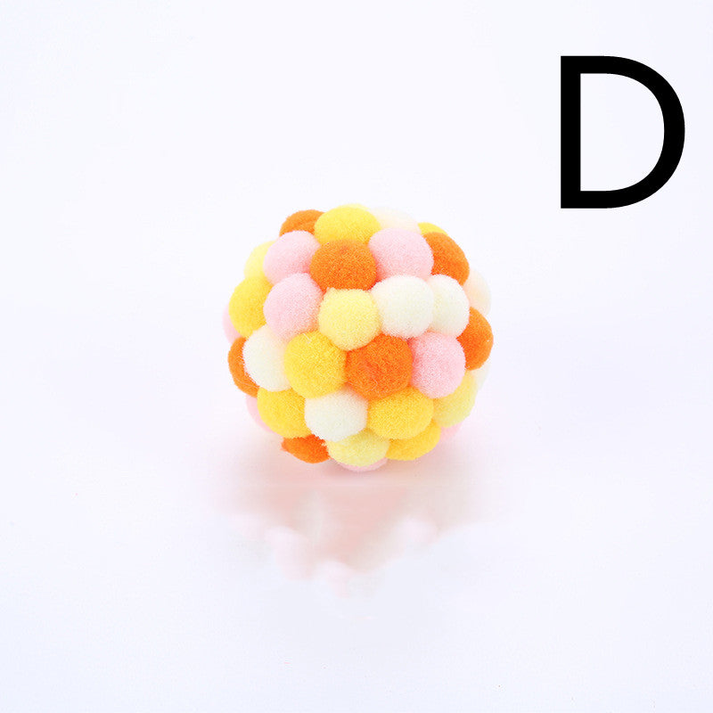 KFX-0750525 Colorful Plush Cat Toy Ball with Sound – Multi-Color Rainbow Design