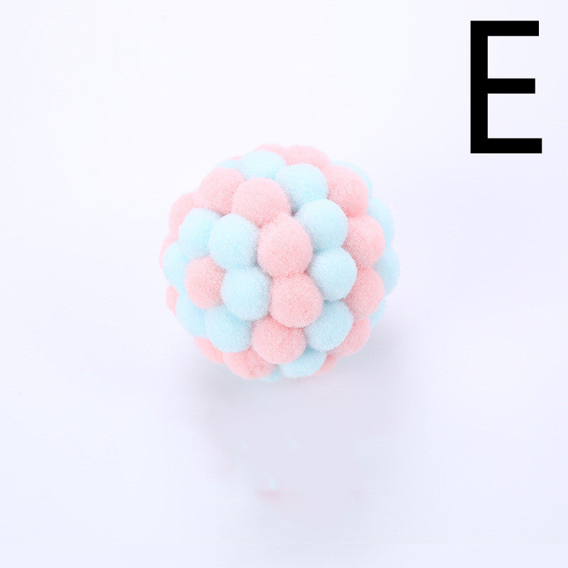 KFX-0750525 Colorful Plush Cat Toy Ball with Sound – Multi-Color Rainbow Design