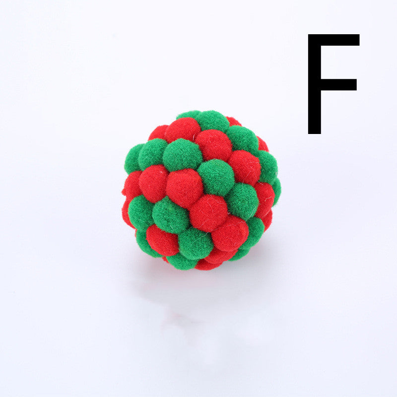 KFX-0750525 Colorful Plush Cat Toy Ball with Sound – Multi-Color Rainbow Design