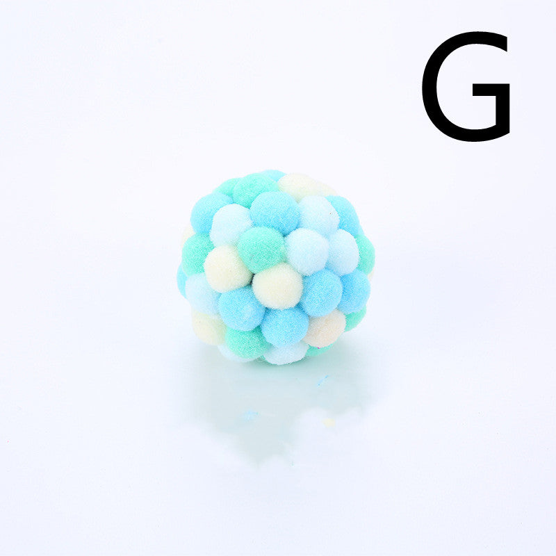 KFX-0750525 Colorful Plush Cat Toy Ball with Sound – Multi-Color Rainbow Design