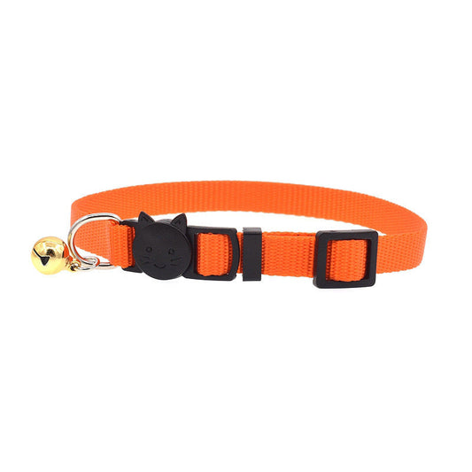 KFX-0750909 Nylon Solid Color Cat Bell Collar - Adjustable, Lightweight, 20-34cm Neck Size in Various Colors