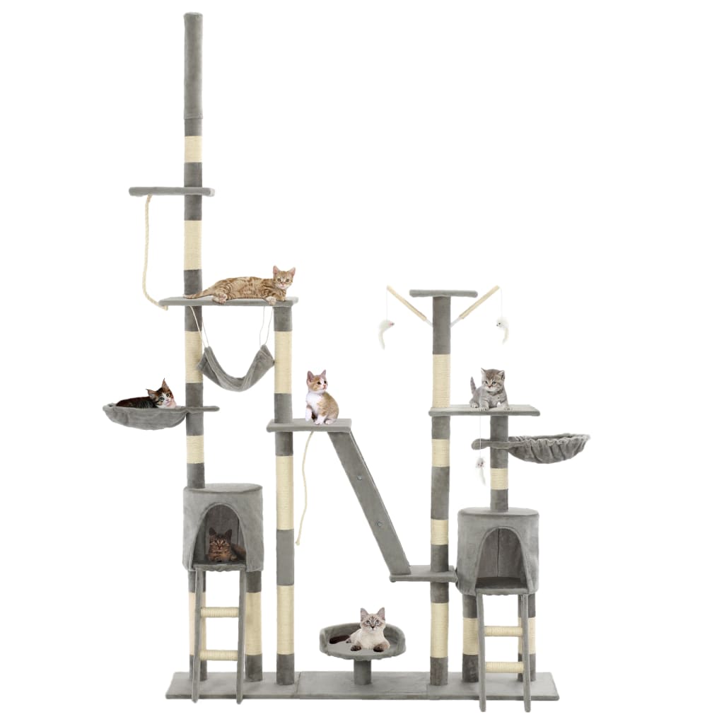 KFX-0752189 Luxury Cat Tree with Sisal Scratching Posts and Cozy Hiding Houses, 230-250 cm