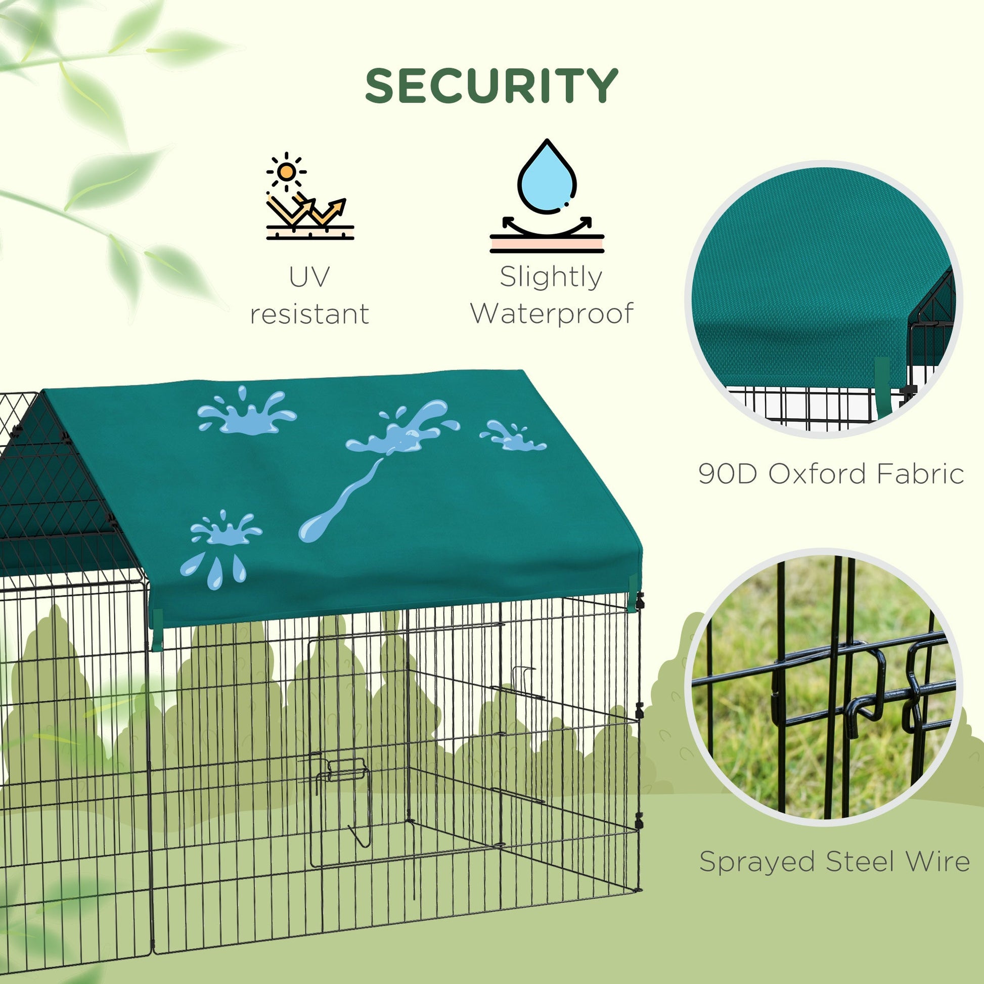 KFX-0752573 87" Green Small Animal Playpen with Roof for Indoor/Outdoor Use - Ideal for Rabbits, Chickens, and Chinchillas