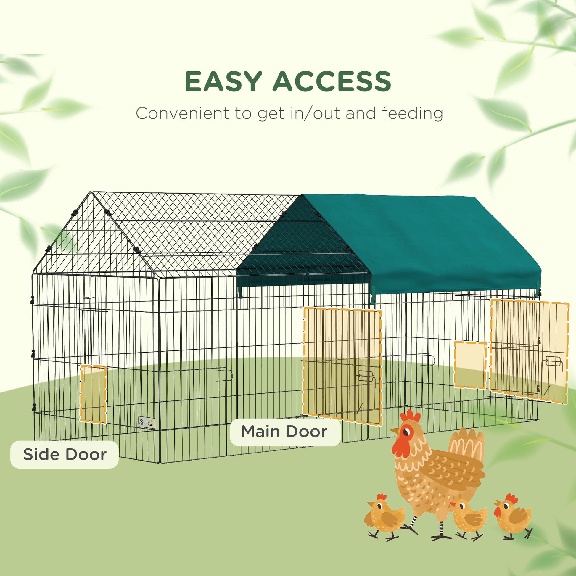 KFX-0752573 87" Green Small Animal Playpen with Roof for Indoor/Outdoor Use - Ideal for Rabbits, Chickens, and Chinchillas