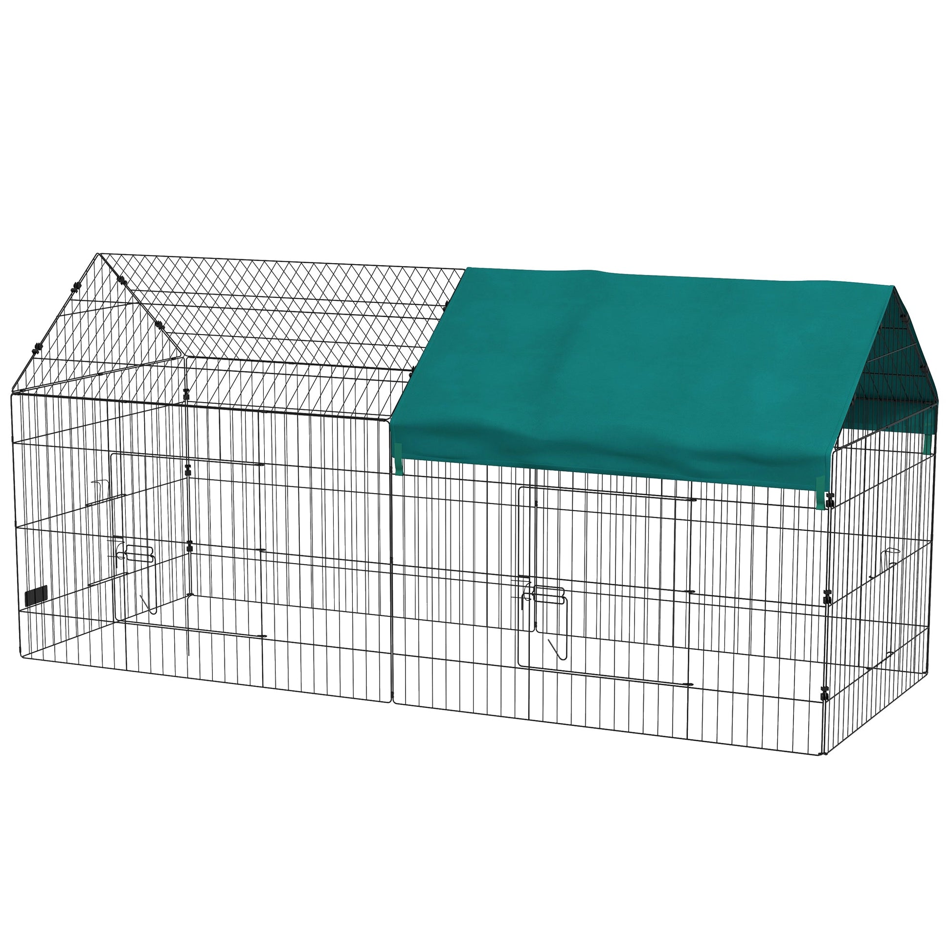 KFX-0752573 87" Green Small Animal Playpen with Roof for Indoor/Outdoor Use - Ideal for Rabbits, Chickens, and Chinchillas