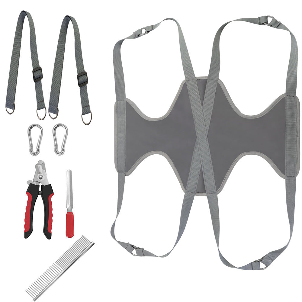 KFX-0753085 Pet Grooming Hammock with Hanging Harness and Nail Clippers for Cats and Dogs