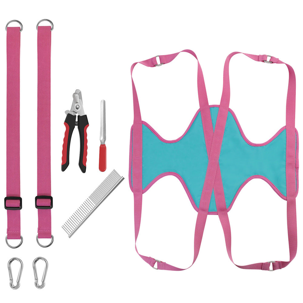 KFX-0753085 Pet Grooming Hammock with Hanging Harness and Nail Clippers for Cats and Dogs