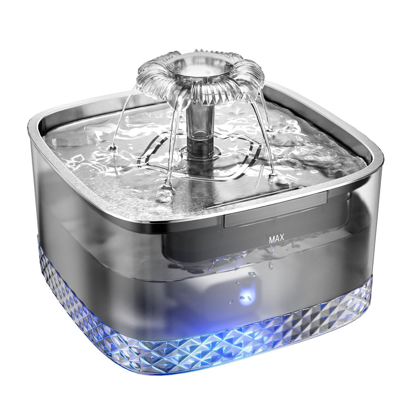 KFX-0754749 Gray Stainless Steel Automatic Cat Water Feeder with USB and Sensor Accessory