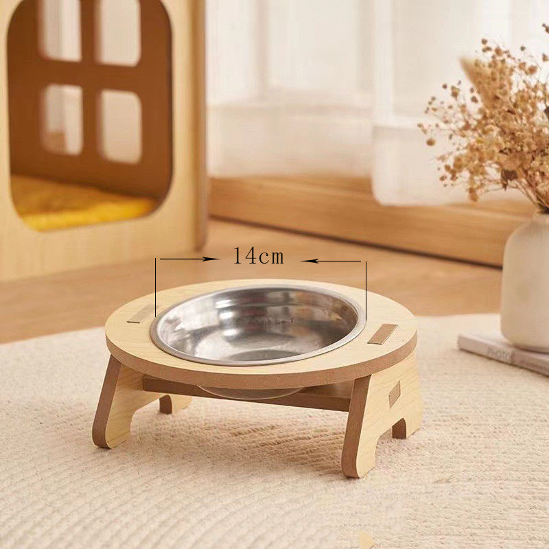 KFX-0754877 Wooden Cat and Small Dog Food Bowl - Ceramic and Stainless Steel Options Available
