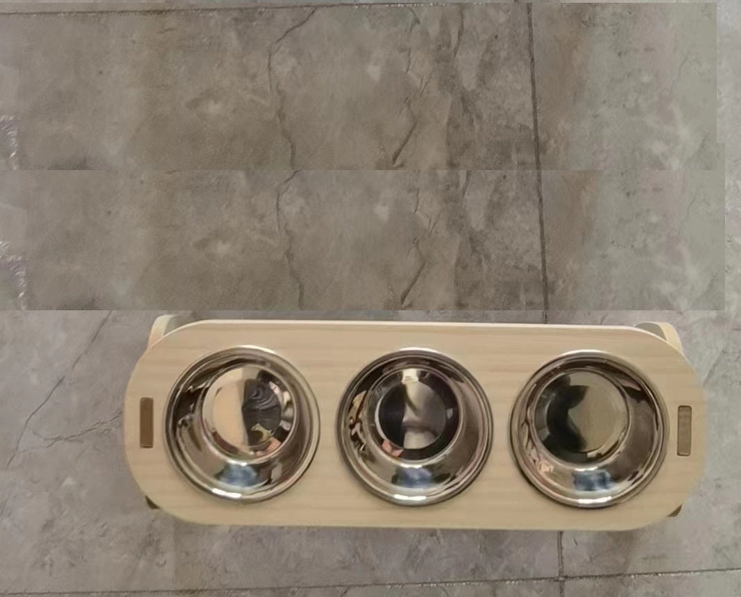 KFX-0754877 Wooden Cat and Small Dog Food Bowl - Ceramic and Stainless Steel Options Available