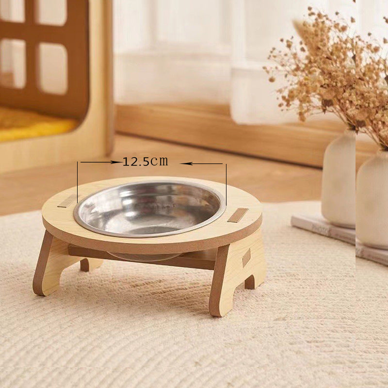 KFX-0754877 Wooden Cat and Small Dog Food Bowl - Ceramic and Stainless Steel Options Available